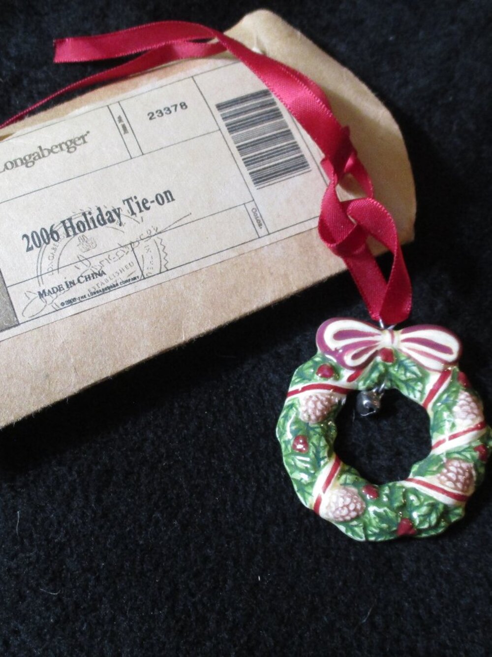 Vintage 2006 Longaberger Holiday Tie-0n Christmas Wreath